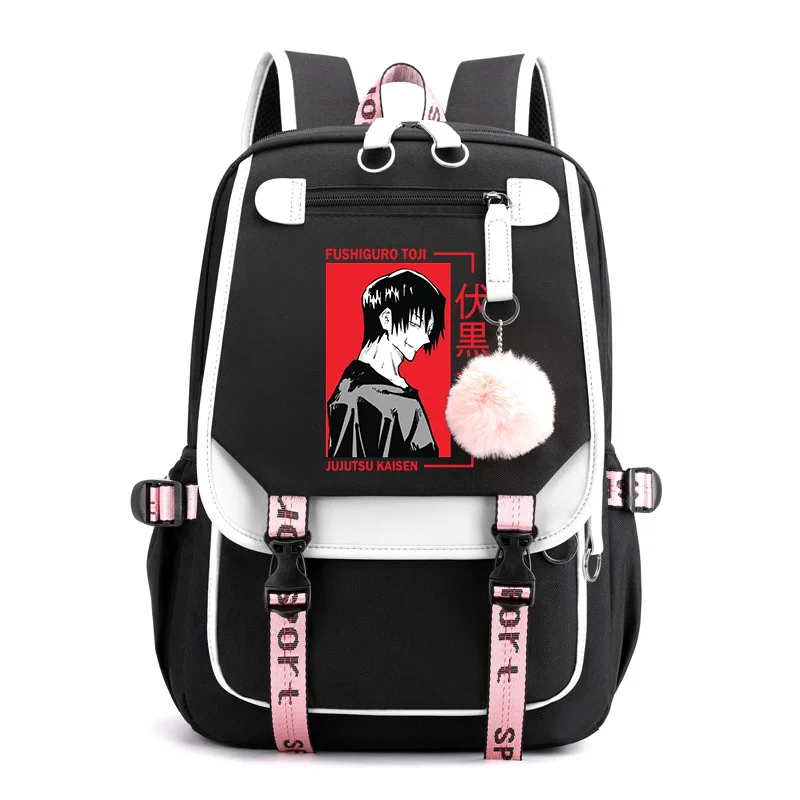 New Anime Fushiguro Toji Backpack Teen Fashion Street Anime Backpack High Quality USB Zipper Backpacks