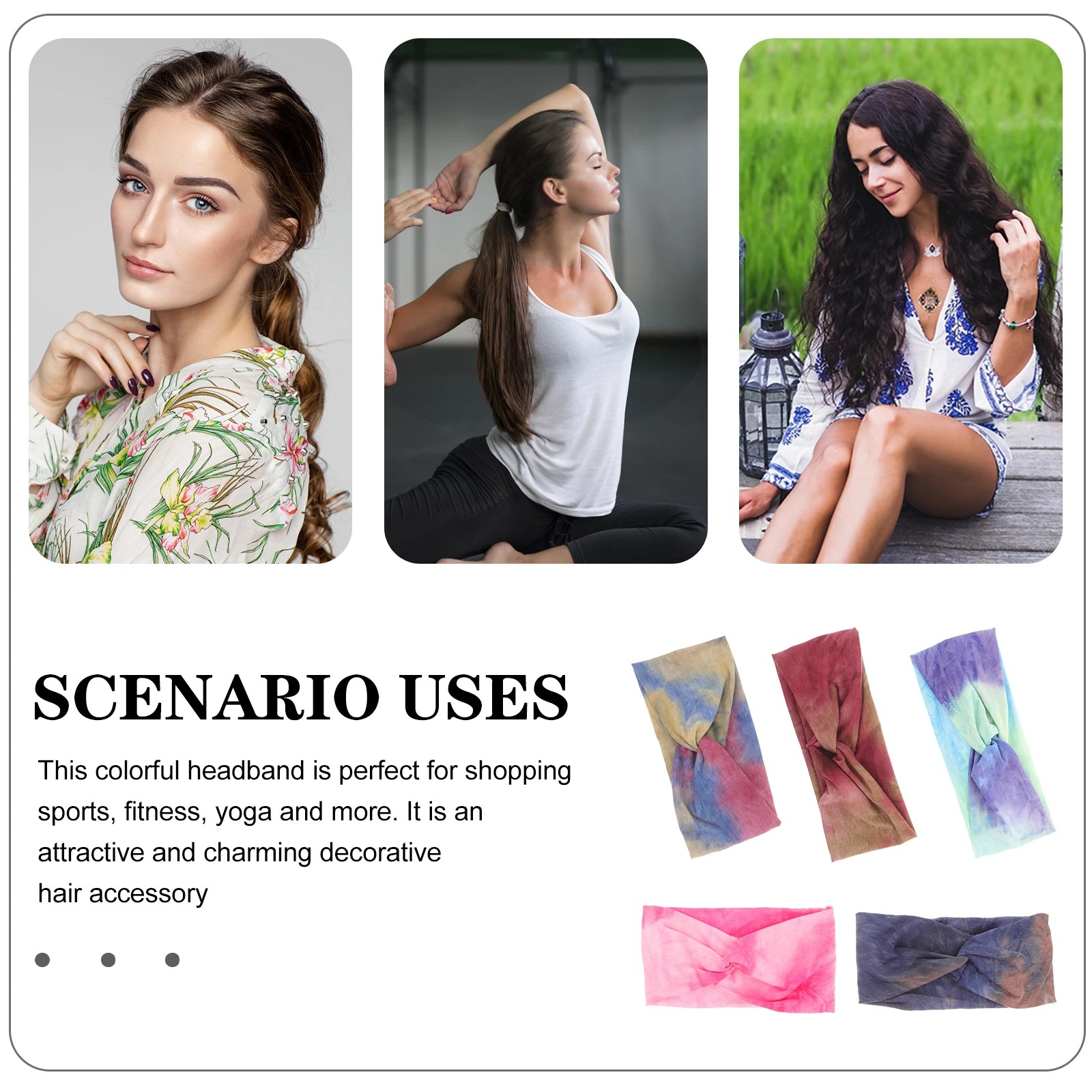 

5pcs Tie-Dye Stretchy Headbands Sports Hair Band For Breathable Headband Running Yoga Fitness Hair Accessories