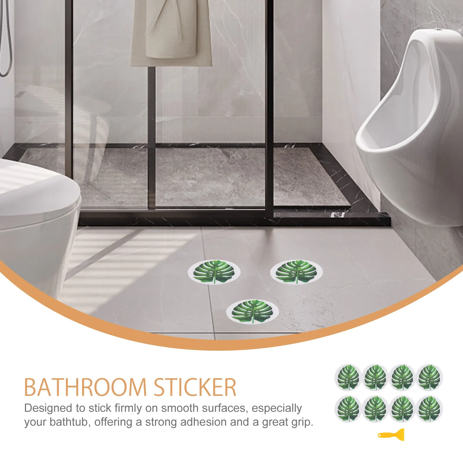 

1 Set Anti-Slip Bathtub Stickers s Leaf Decals Self-Adhesive Non-S Bathroom Stickers For Smooth Surfaces Household Wall