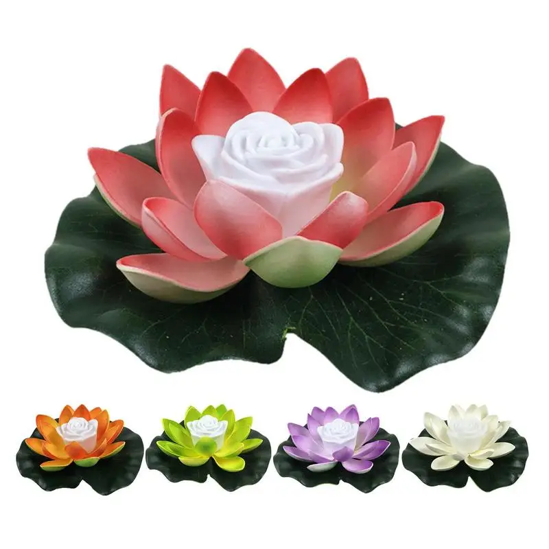 Lotus Floating Pool Lights Swimming Pool Lamp Waterproof Night Lights Battery Operated Lanterns Pond Decoration Accessories