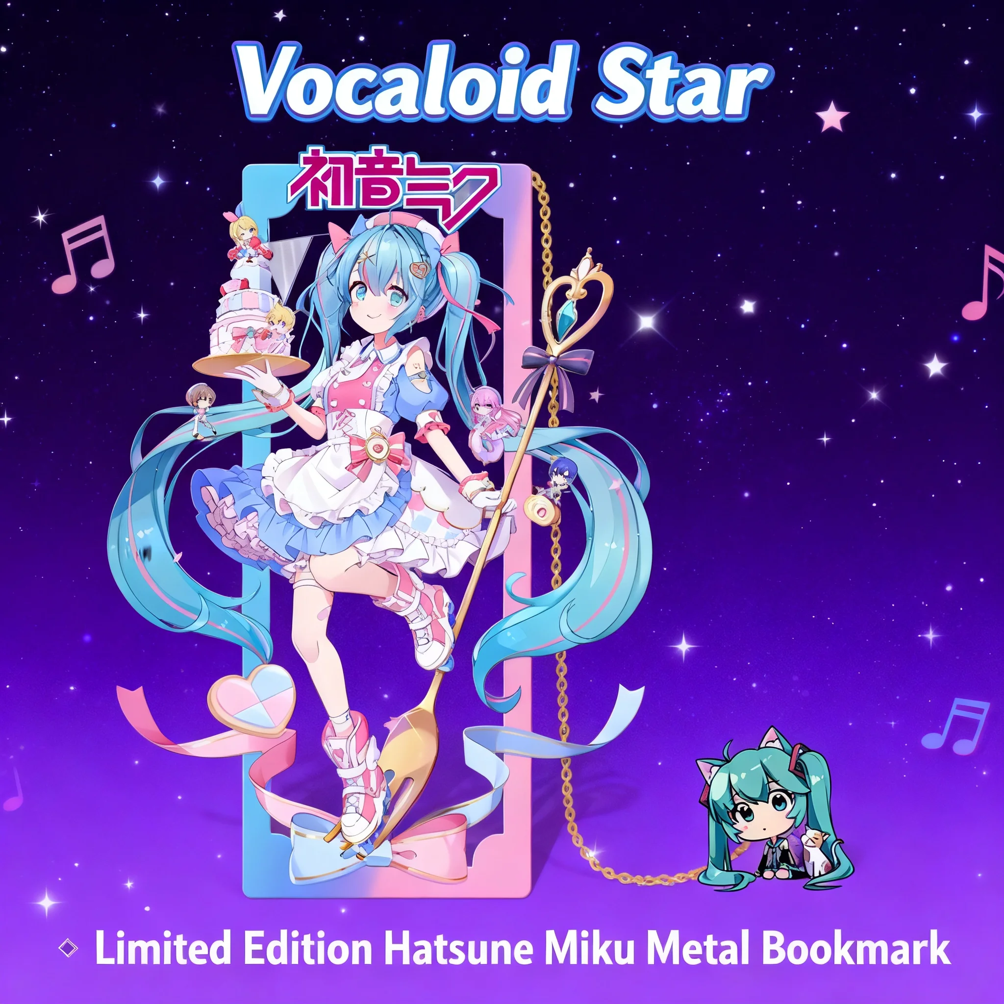 

Hatsune Miku Anime Bookmark Metal Hollow Out Stand 2D Stationery Future Gift Decor Figure Collectible Cosplay Accessories for