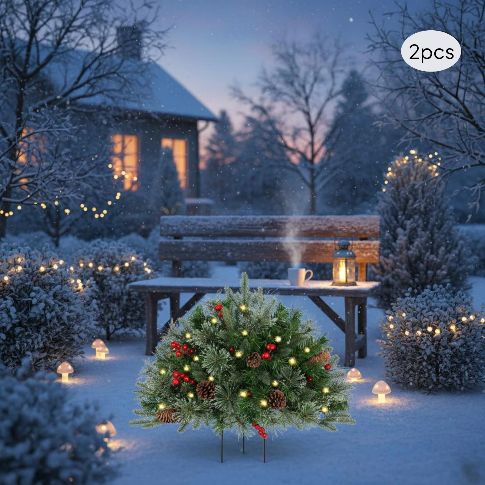 

Half Round Christmas Tree Outdoor Use Christmas Yard Decoration Holiday Decor Easy to Install Festive Look for Garden
