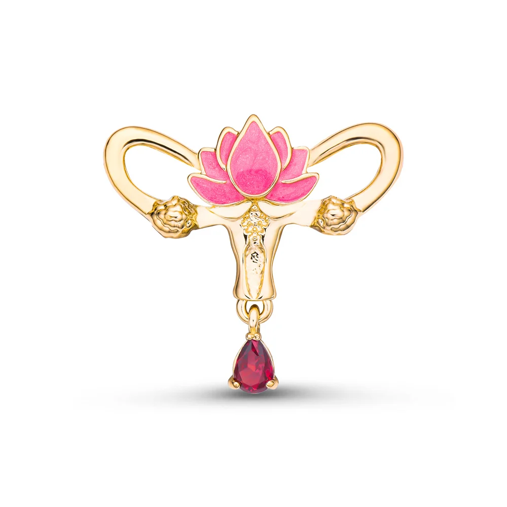 New Simple Uterus Enamel Pin Unique Pretty Medical Gynecology Series Brooch Lotus Zircon Badge Decoration For Nurse's Gift