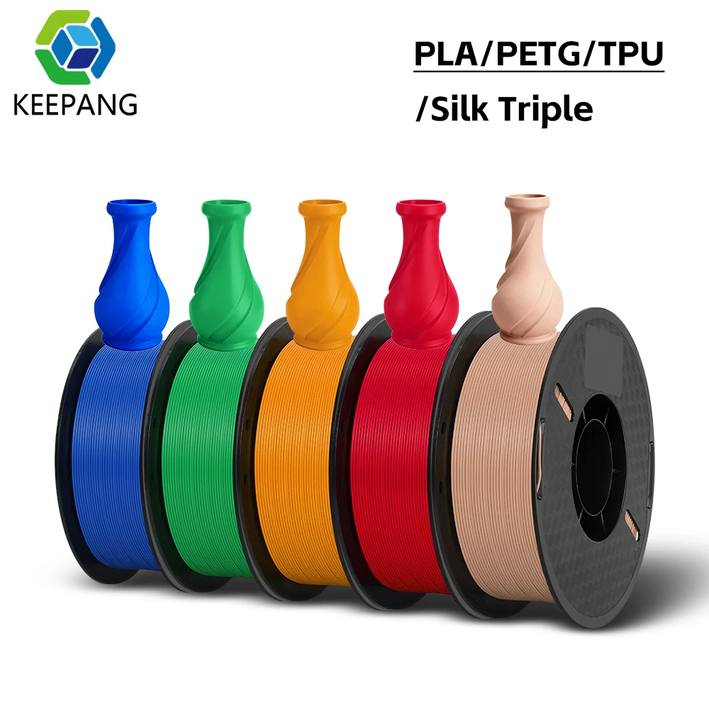 Filament KEEPANG 3D PLA/PETG/Silk PLA/TPU 1,75 mm, 5 rouleaux, couleurs mélangées, enroulé soigneusement, matériau d'impression 3D pour imprimante 3D Bambu