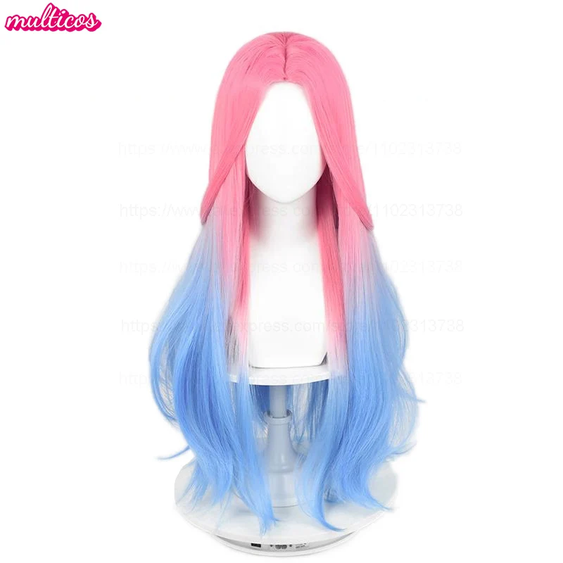 Mizi Cosplay Wig 76cm Long Pink Blue Dyeing Gradient Heat Resistant Synthetic Hair Simulated Scalp Lolita Anime Wigs + Wig Cap - Image 2