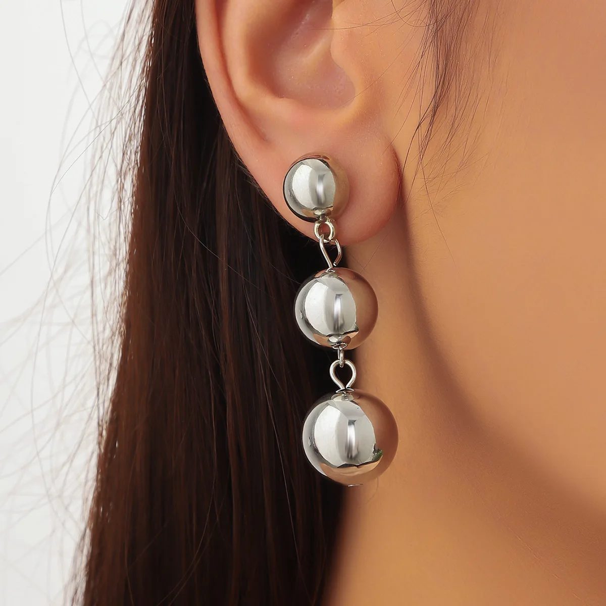 Layered Round Bead Stud Earrings for Women, Minimalist Trendy Unique Ball Earrings, Fashion Daily Wear Jewelry
