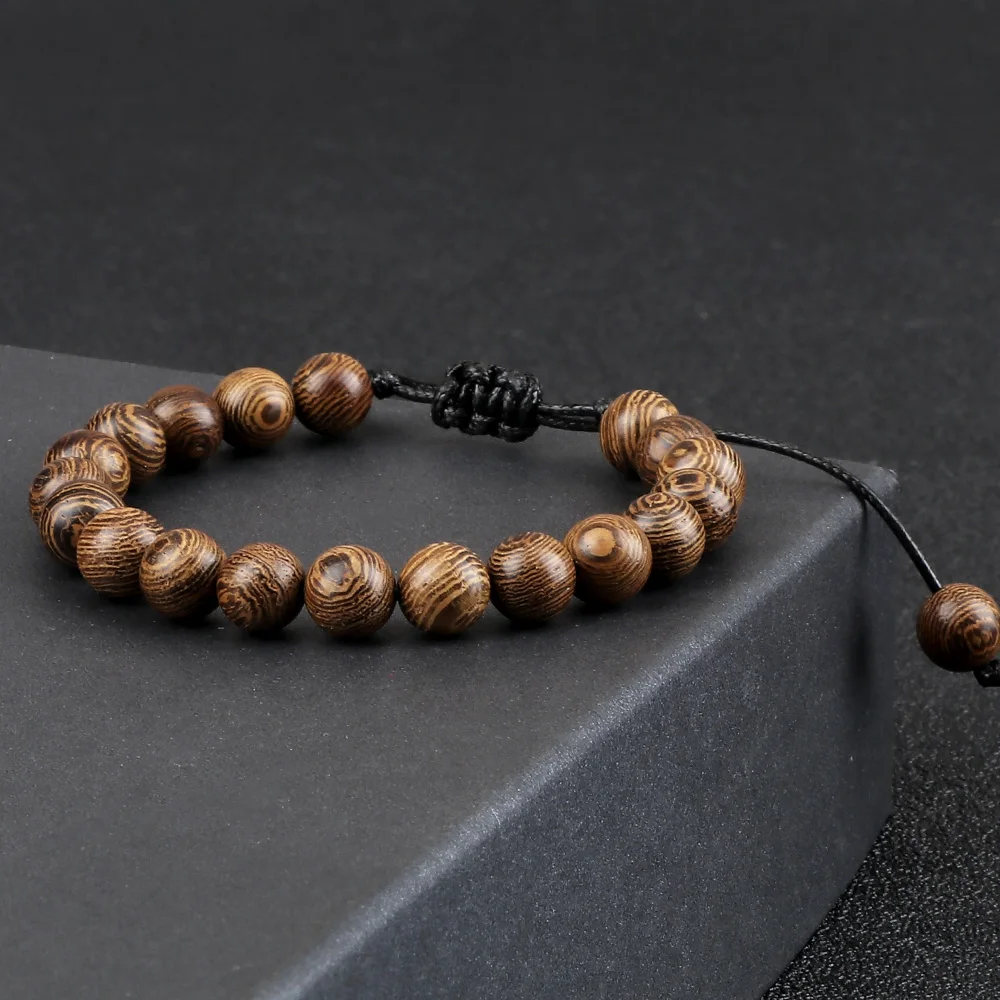 Bracelet en perles de bois naturel pour hommes et femmes, chapelet de prière, bouddha, méditation, yoga, guérison, équilibre, bijoux