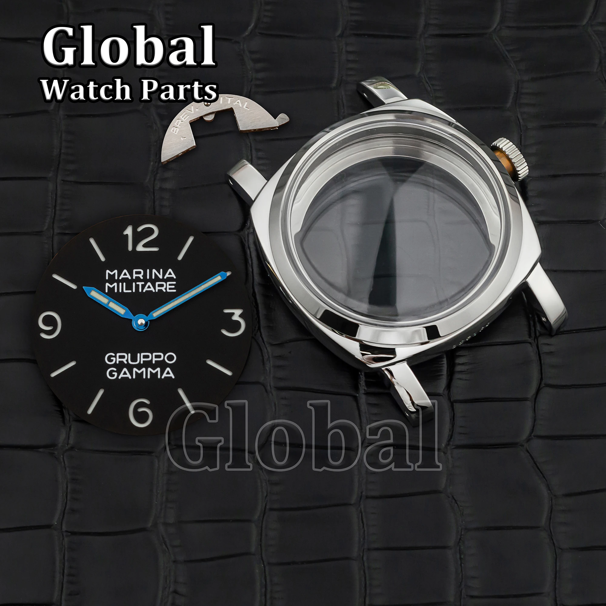 for PAM 6152 Stainless Steel Vintage 47mm Watch Case 39mm Dial Hands 10ATM Waterproof Case Fit ETA 6497/6498 ST3600 Movement