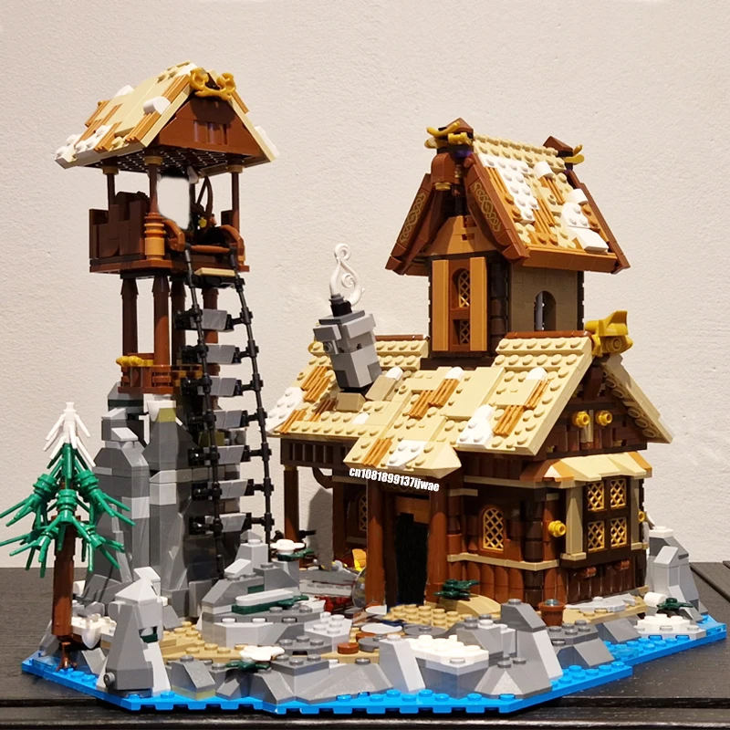 Nuovo 1837 pz europeo medievale Street View Viking Port House modello fai da te idee creative giocattolo per bambini regalo Building Blocks MOC-21343