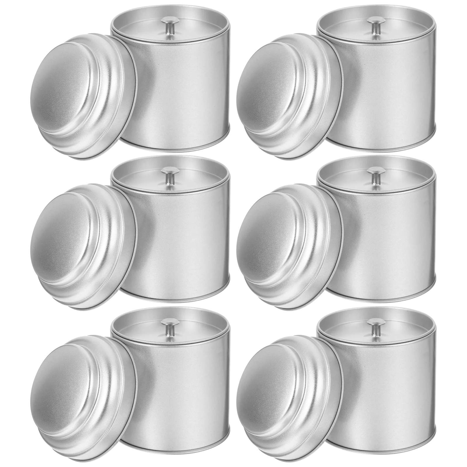 

6 Pcs Food Containers with Lids Iron Tea Can Tin Canister Airtight Household Canisters Sealed Jar Silver Tins for Leaf