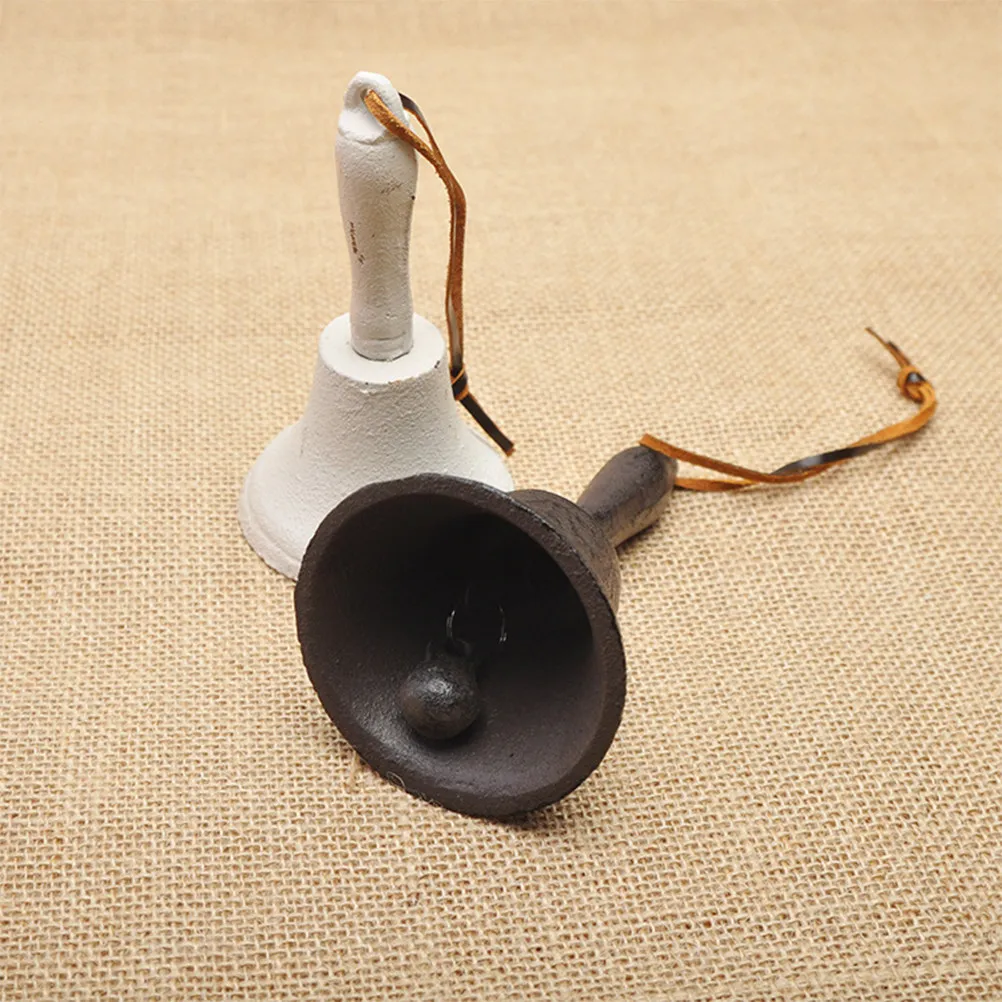 Cast Iron Retro Hand Bells Rusted Color Creative Hanging Bells Vintage Bell for Home Office School Feng Shui Ornament
