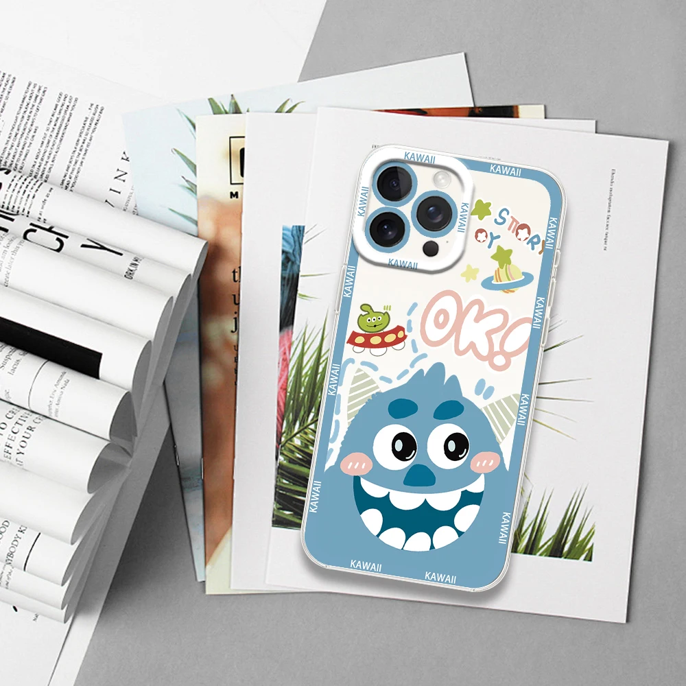 MINISO M-Monsters I-Inc Phone Case for iPhone 12 11 13 14 15 16 Max Pro Plus Transparent Cover