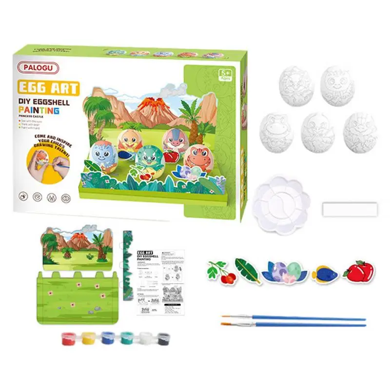 

Easter Eggs Painting Kit DIY Craft Easter Eggs Ornament Dinosaur/Princess/Animal Themes Home Decoration For Easter Parties