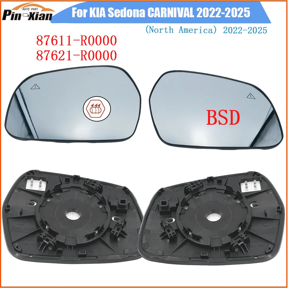 Side Rearview Mirror Glass Car Wing Mirror for KIA CARNIVAL SEDONA 2021-2025 with Blind Spot Side heated lens 87611-R0000