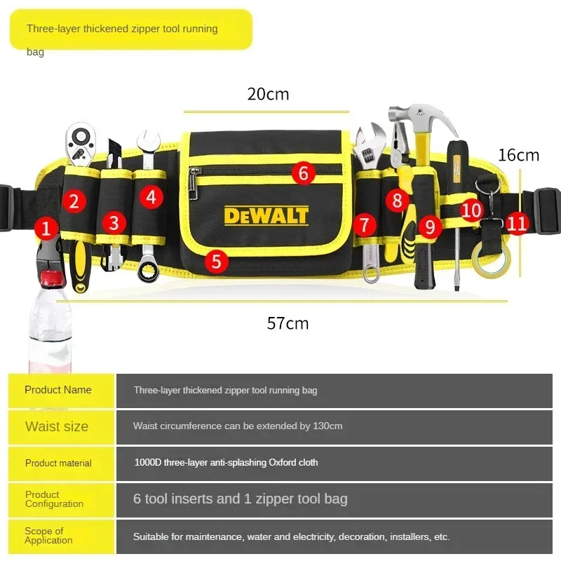 DEWALT Drill Parts Storage Waist Bag Bit Electric Power Tools Accessories  Toolkit Wear-resistant Tools Pouch Anti-Fall Tool Bag