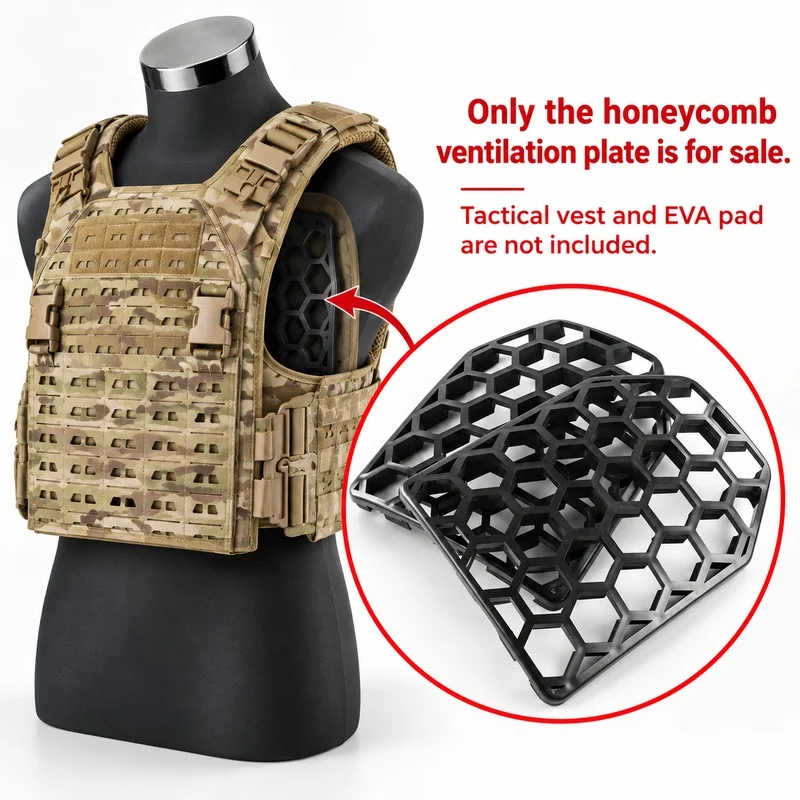 ASPC Compatible Honeycomb Ventilated Plate Insert for Tactical Plate Carrier Vest, Breathable Airflow Cooling Back Support Panel