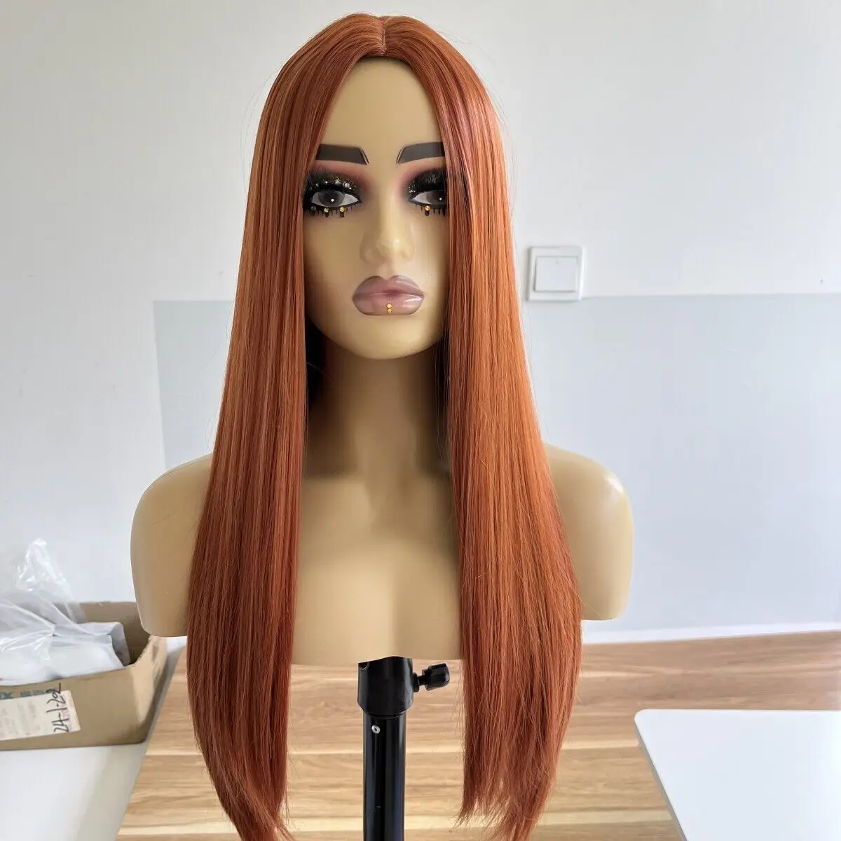 

Copper Red Costume Wig Natural Soft Synthetic Hair Heat Resistant Long Straight