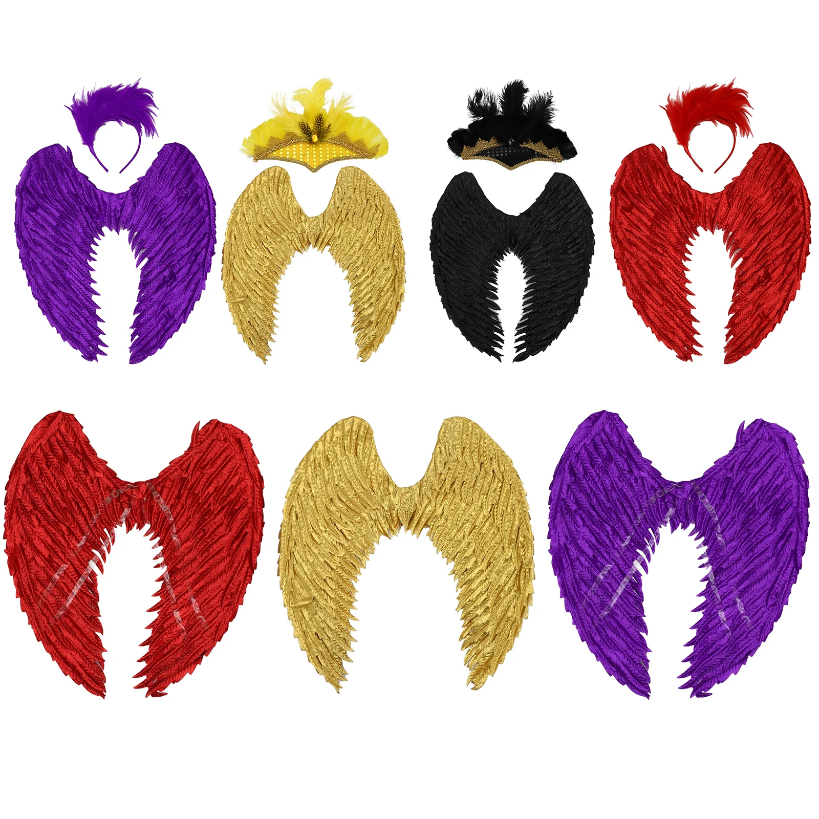 أجنحة الملاك الجنية ريشة زي عصر النهضة تخريمية خوذة هالوين عيد الميلاد الكبار حفلة تنكرية كرنفال صور الدعامة مجموعة