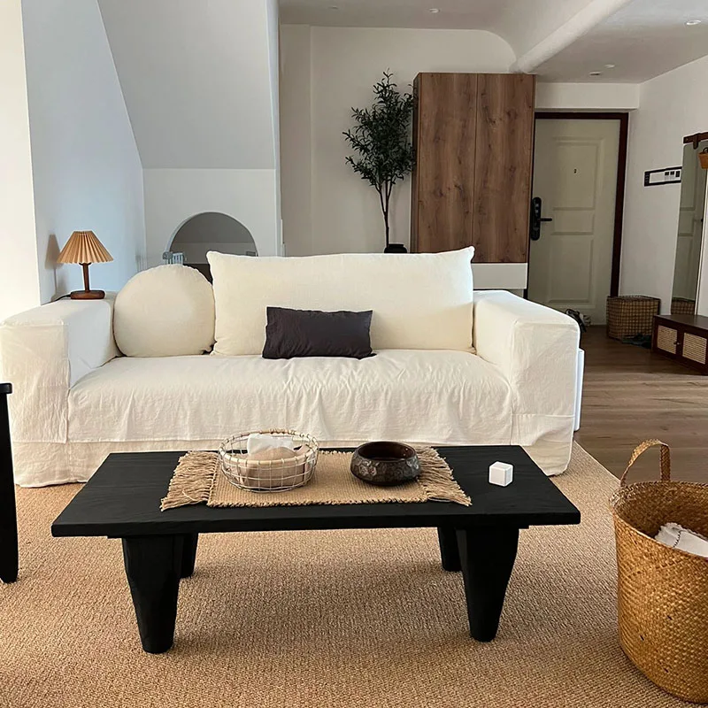 

Wind Log Coffee Table Charcoal Black Retro Casual Tea Table Homestay