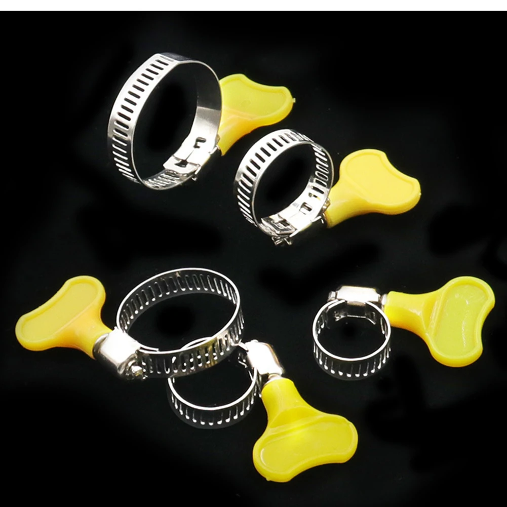 5 Stuks Slangklem Kit 10-38Mm Verstelbare Gele Clips Set Flexibel Handkronkel Roestvrij Staal Voor Hoge Sterkte Drukbuis