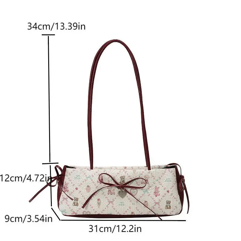 

Модная женская сумка через плечо с милым бантом и мультяшным принтом, универсальная вместительная сумка-тоут для повседневного использования, подарок на праздник