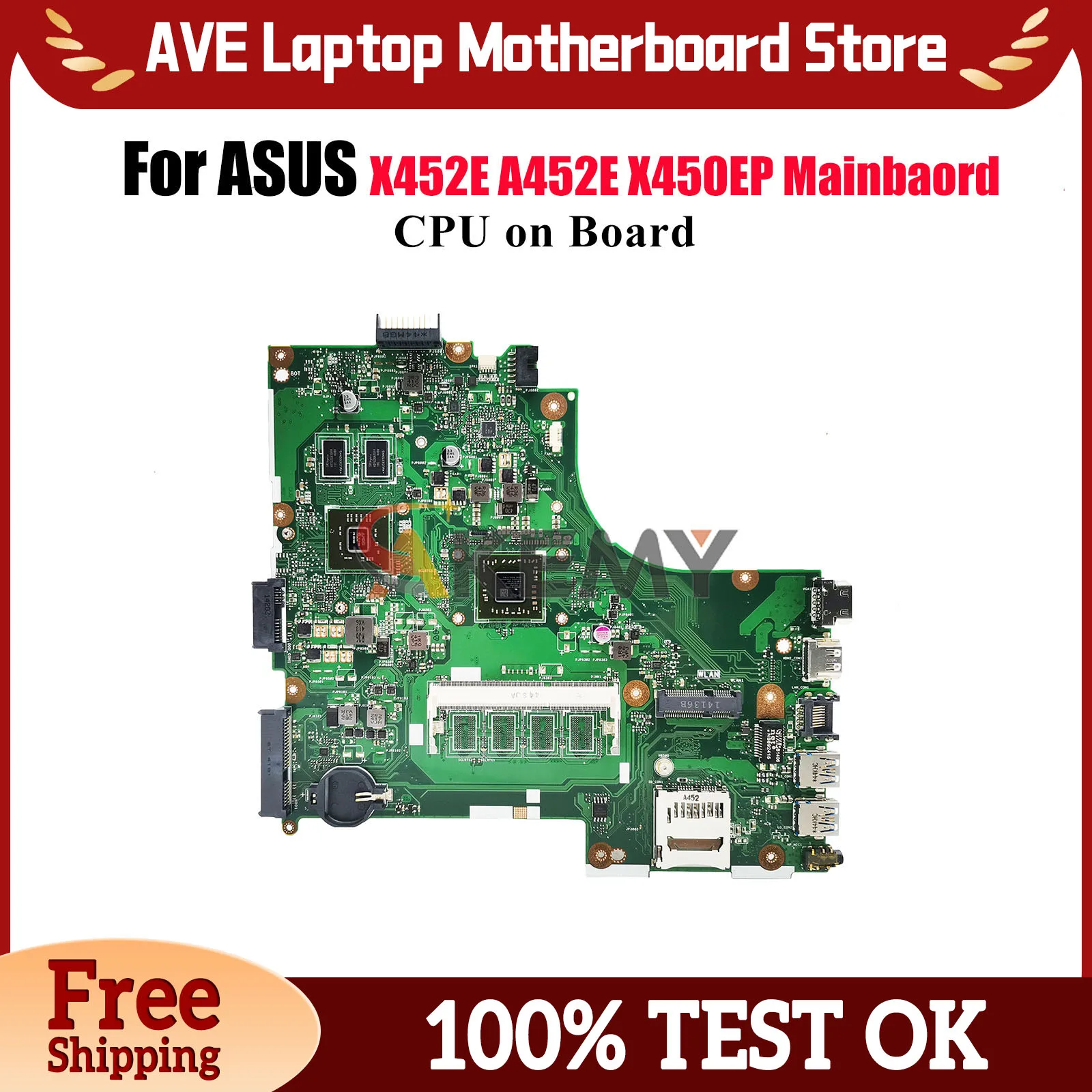 

X450EP Материнская плата для ноутбука ASUS VivoBook X452E A452E X450EP X450E Материнская плата для ноутбука с процессором 100% тестирование ОК быстрая доставка stk