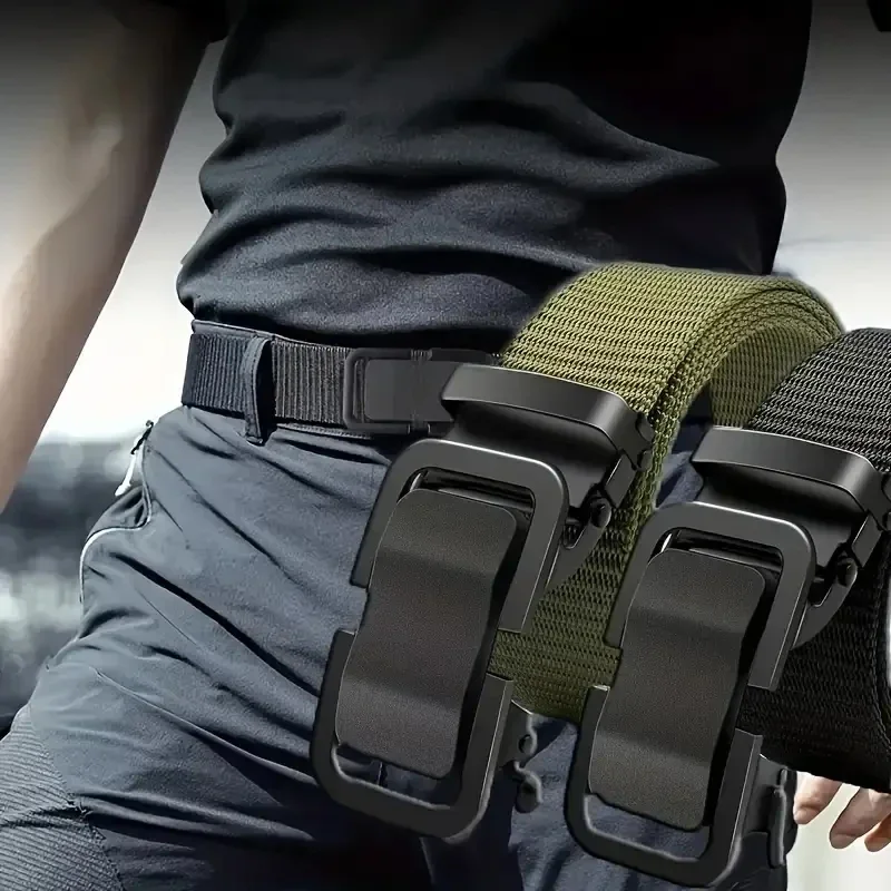 Men's Nylon Tactical Belt Canvas Belts Automatic Buckle Strap High Quality Strap Belt