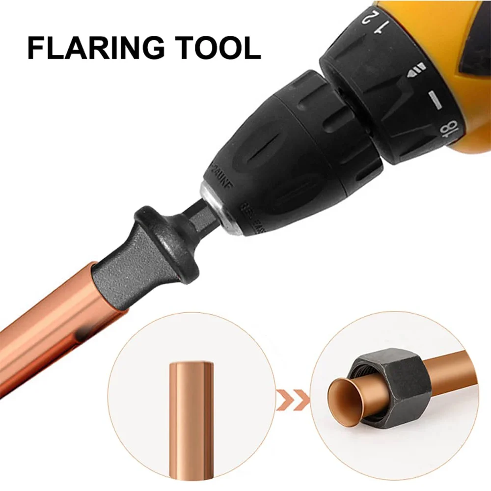 11PCS Tube Pipe Expander Hexagonal Handle Metal Copper Pipe Takeover Tool Air Conditioner Repair Electric Drill Bit Flaring Tool