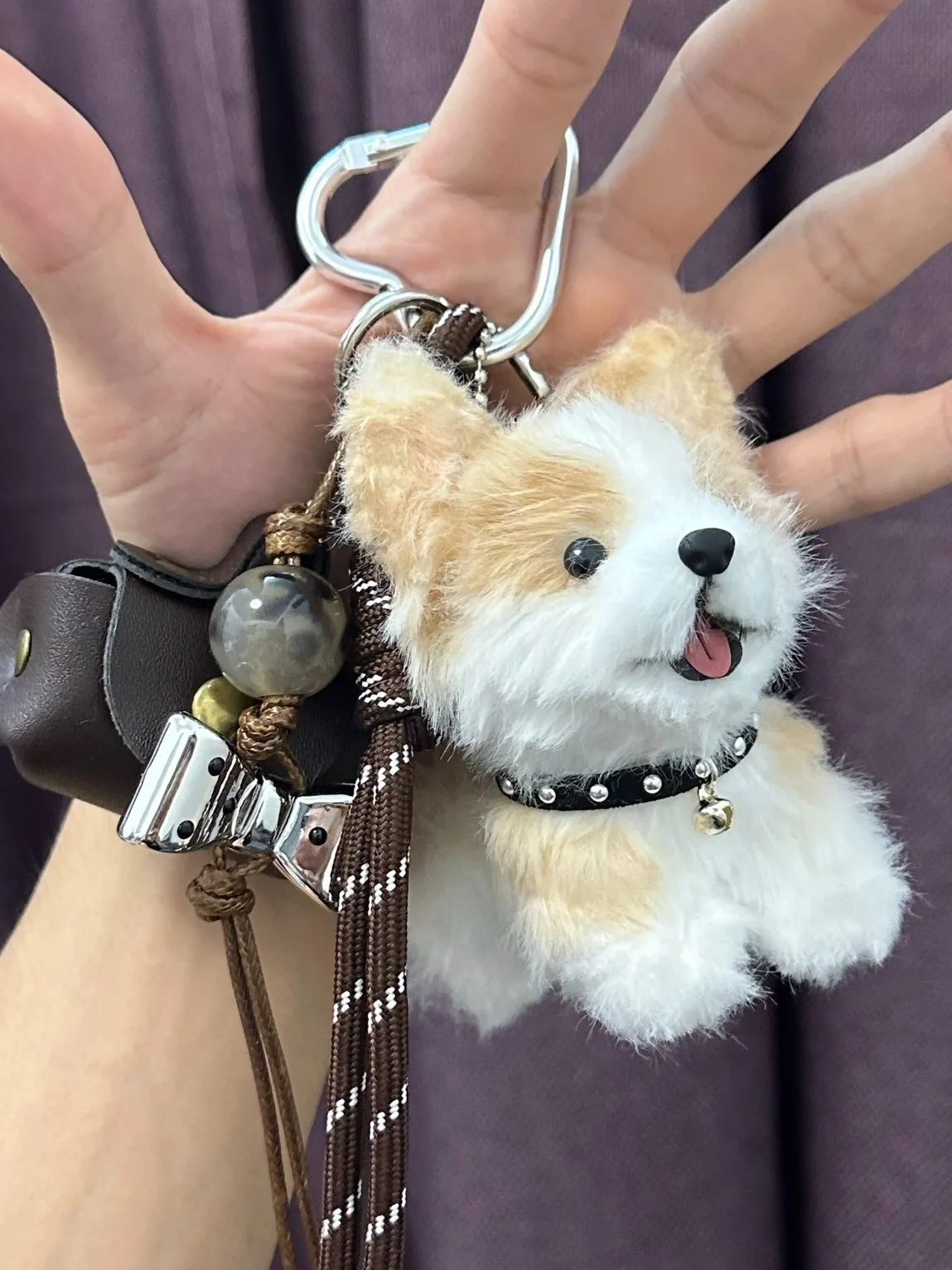手作り仕上げのツイストスティックコーギー人形ペンダントギフトリアルな小型犬ギフトミュウシリーズバッグペンダントおしゃれなアクセサリー