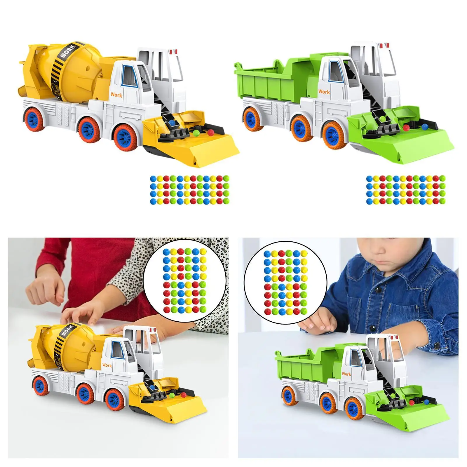 Graafmachine Auto Speelgoed Tankwagen Collectible Toy Educatief Fantasiespel Kraan Auto Bead Sweeper Truck voor jongens Kinderen Vakantiecadeau