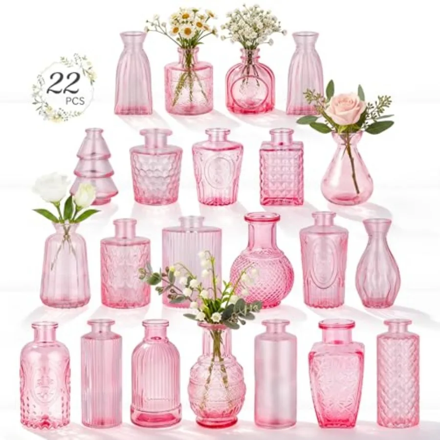 

Small Vases Glass Mini Bud Vase in Bulk Vintage Flower Vases for Wedding, Centerpieces Home Decor and Party