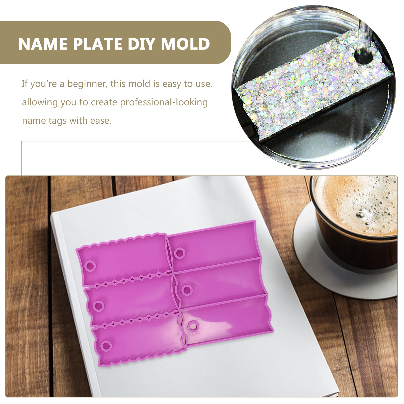 

Name Plate Silicone Mold for Ice Blaster Cup Tag Making DIY Crafts Supplies Epoxy Jewelry Parts Mirror Finish Stylish Drinkware