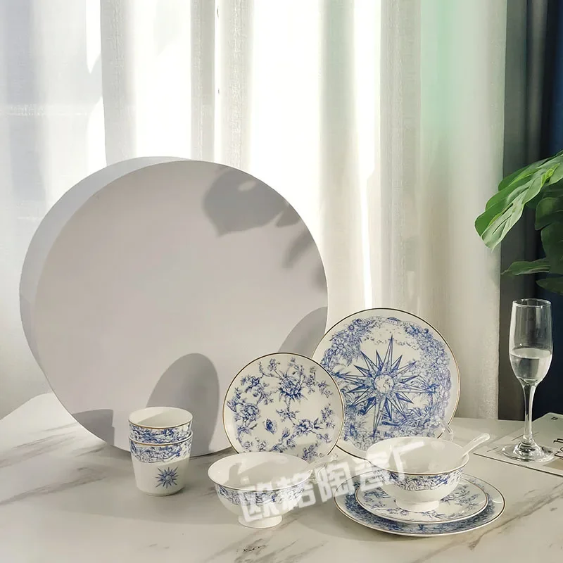 

2025 New Bone China Western Cuisine Plate Christmas Series Blue Unlimited Dream Lucky Star Cup, Plate, Bowl, Spoon Tableware