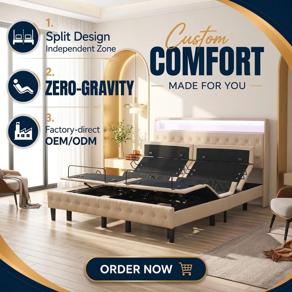 Healthtec Zero-gravity Lumbar Support with Message Reclining Metal Frame Electric Adjustable Bed