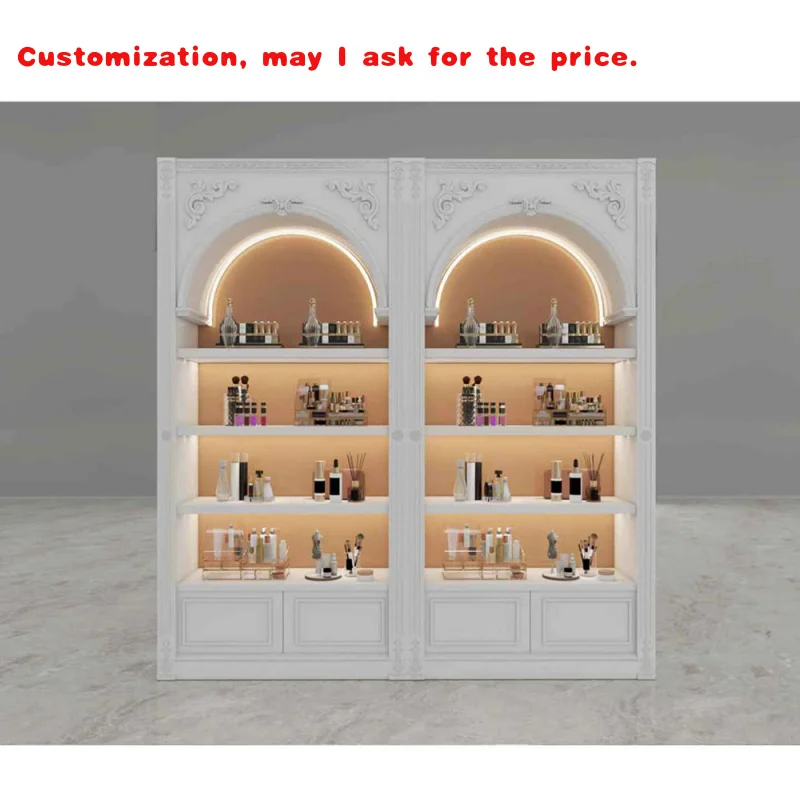 

custom.Light Luxury Display Cabinet Cosmetics Rack Beauty Salon Nail Stand Heavy Glass Door Display Cabinet Nail Polish Display