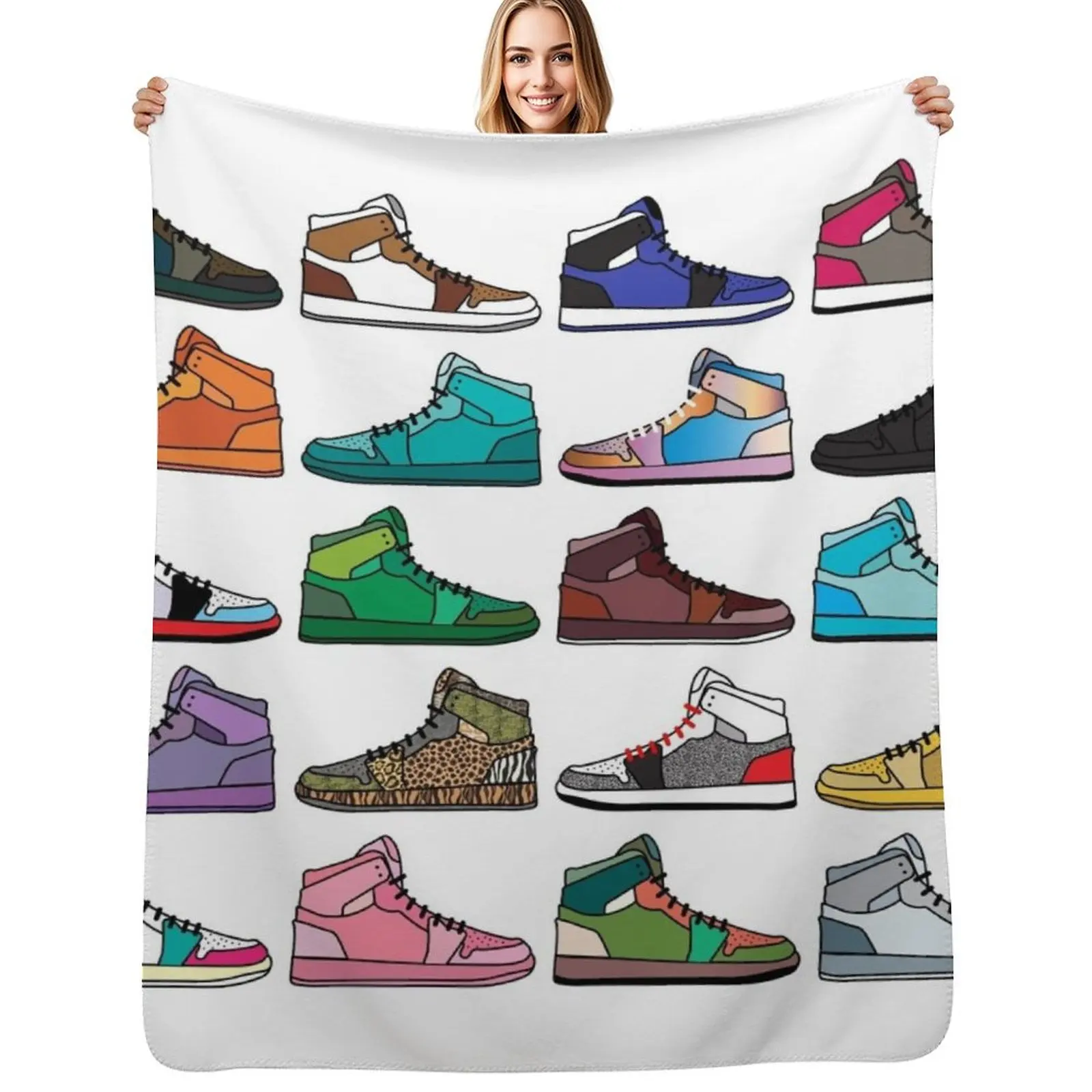 

Sneaker pattern Throw Blanket Beautifuls Moving Decorative Throw Shaggy Blankets
