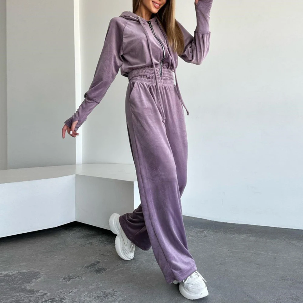 여성 캐주얼 니트 후드 집업 상의 투피스 세트 가을 겨울 패션 벨티드 루즈핏 의상