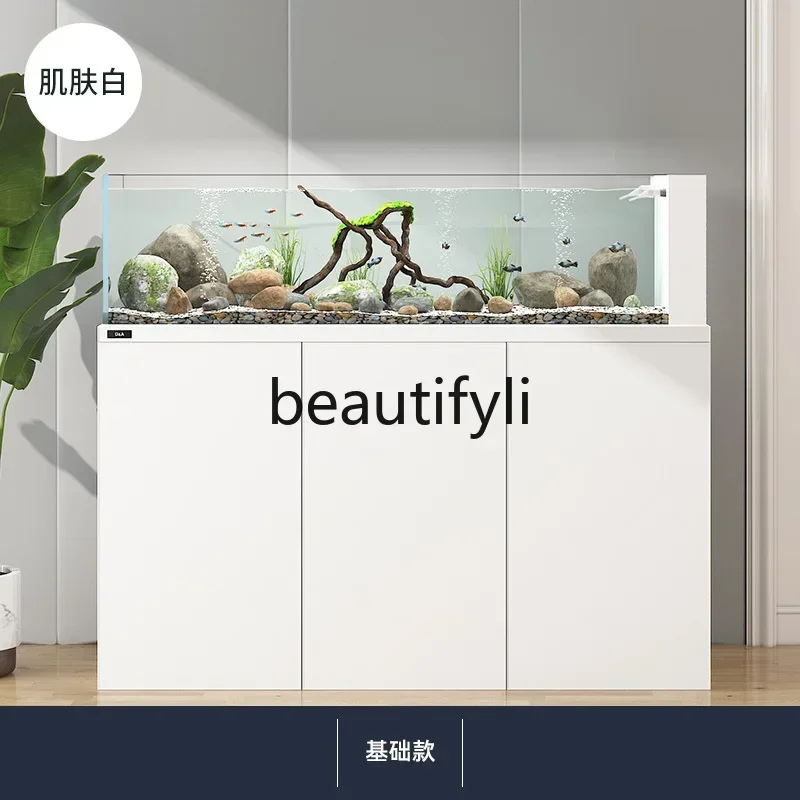 AFish tank living room large bottom filter ultra-white aquarium intelligent ecological partition new model H