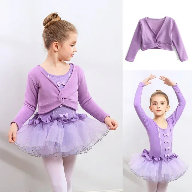 Girls Ballet DanceDress Kids Children Short /Long Sleeves Tulle Bowknot Gymnastics  Ballet Core Birthday Party Wear