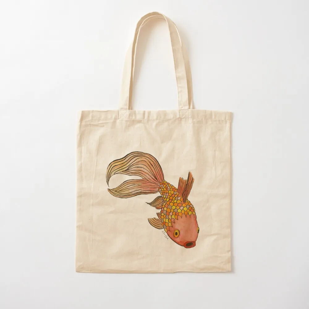 Goldfish watercolor Tote Bag shopper bag woman Eco bag for beach Canvas Tote