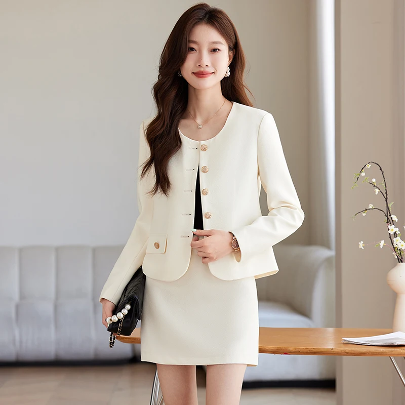 ZJYT Elegant 2 Pieces Sets for Women Single Breasted Jacket Skirt Suits New In Matching Sets Office Outfit Autumn Winter 2024