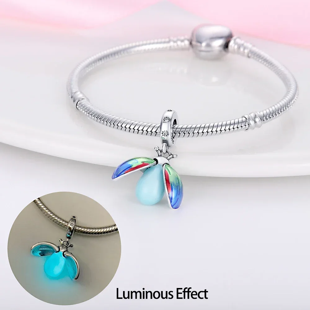 Ladybug Firefly Dinosaur Dangle Original Charms Silver Plated Beads Fit Bracelets Bag Keychain Charms Diy Women Gift Accessory