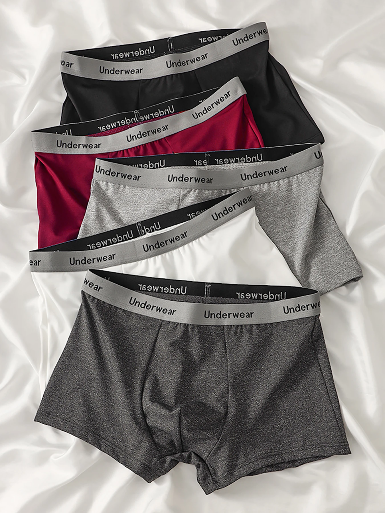 

5PCS letter belt design men's underwear, a personalized, fashionable, sporty, casual and comfortable men's boxer shorts