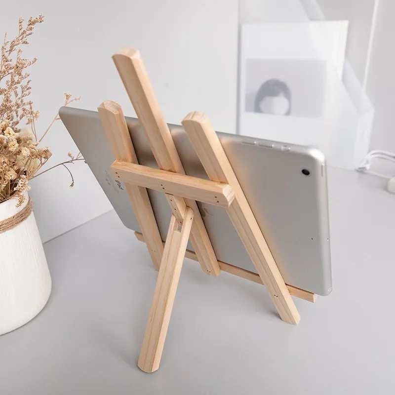 Creative Holder for Mobile Phone Stand Small Easel Wooden Mini Triangle Photo Display Decoration