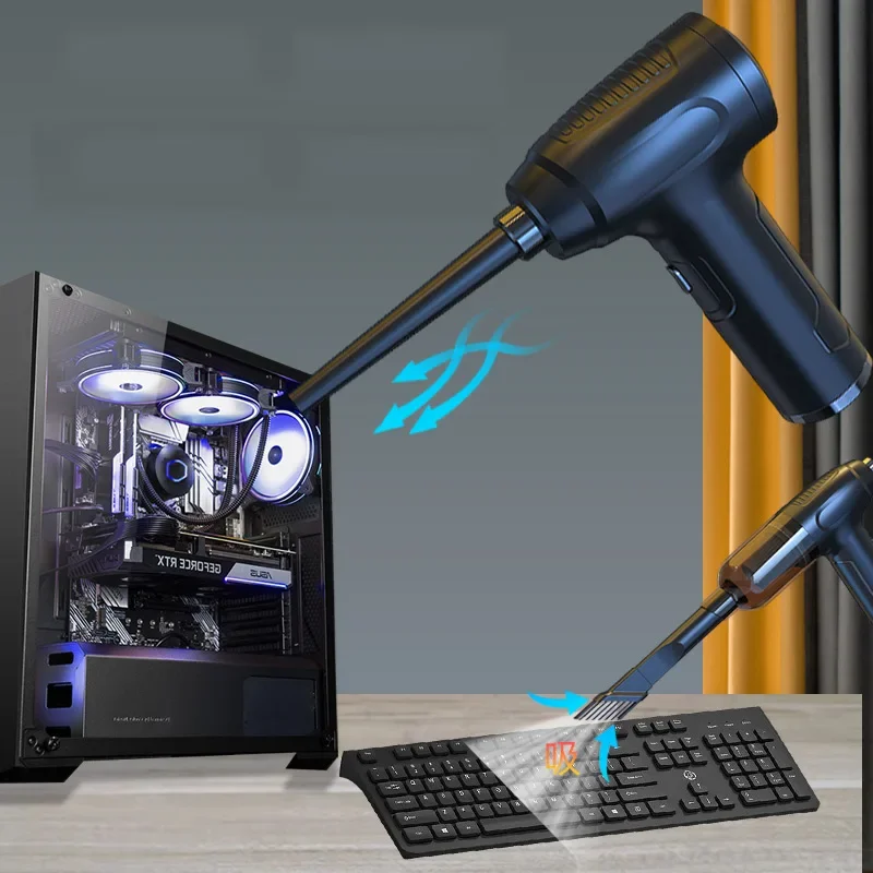 EAFC-aspiradora de coche, soplador de polvo USB inalámbrico de mano, potente pistola de aire recargable para PC, plumero de limpieza del hogar y el coche