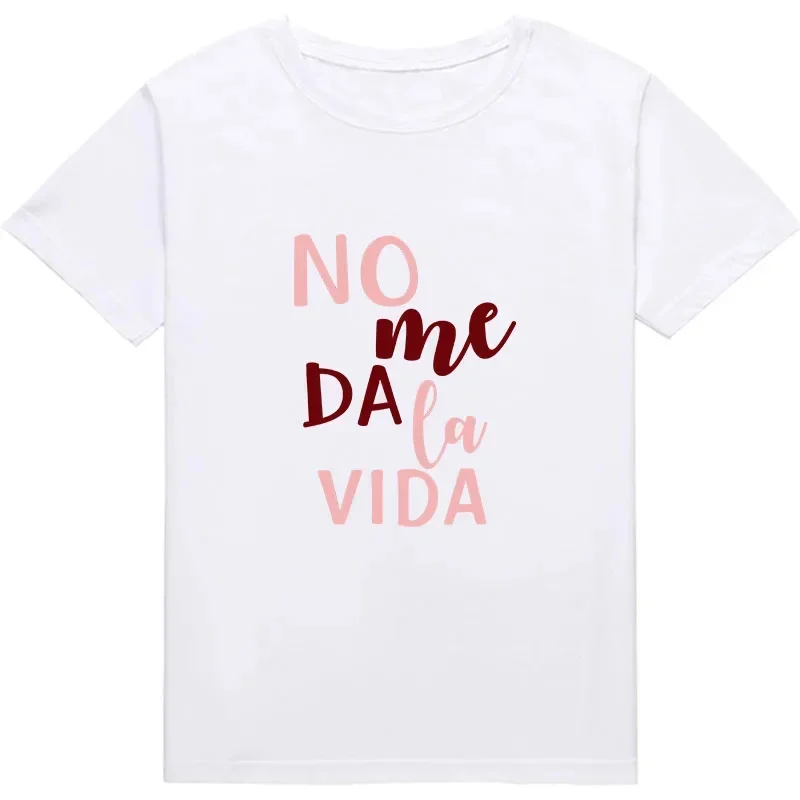 Camiseta con estampado de letters It Dont Give Me Life para mujercamiseta غير رسمية الباسيكا كون cuello redondo camiseta بلانكا