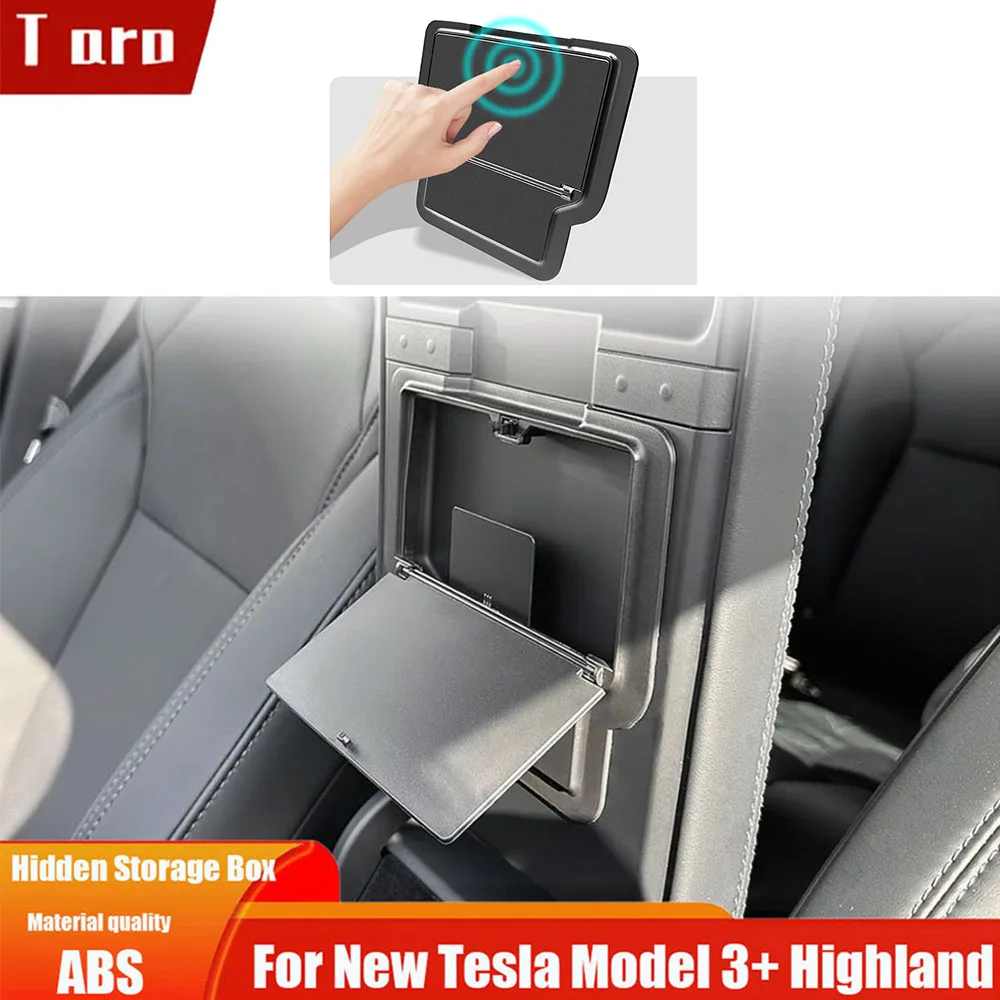 

For New Tesla Model 3+ Highland 2024 Hidden Storage Box Magnetic Suction Press Armrest Box Privacy Storage Interior Accessories