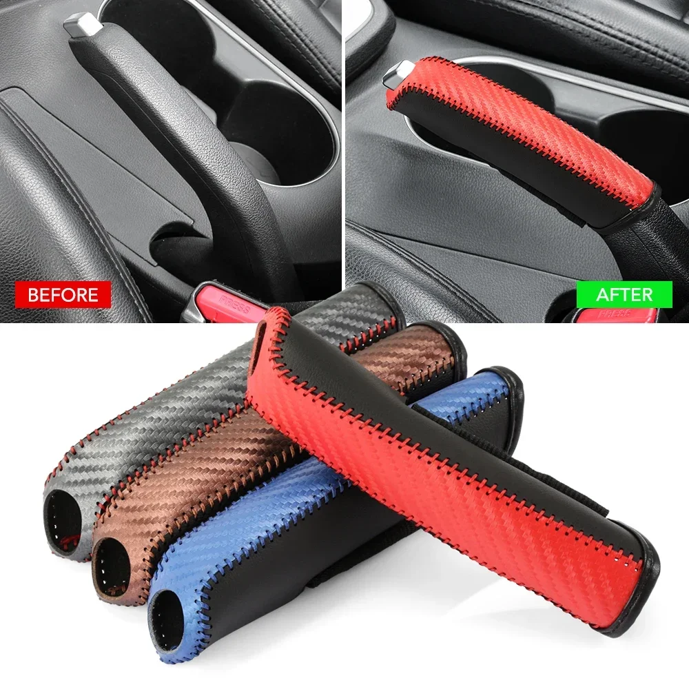 Carbon Fiber Car Leather Gears Handbrake Cover for Suzuki Jimny Sierra JB64 JB74 Vitara Swift Ignis SX4 Baleno S-cross