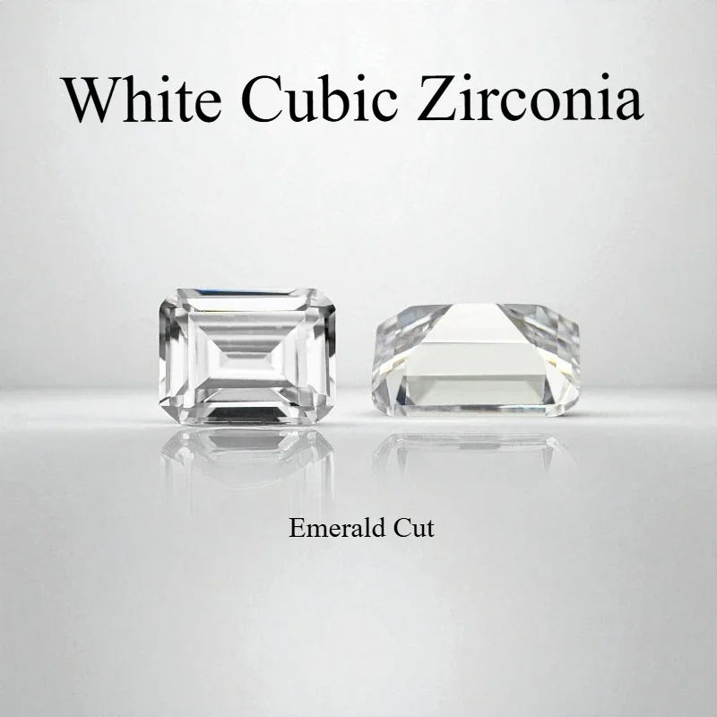

High Quality Emerald Cut White Cubic Zirconia Stone Multiple Size Available For Ring Earrings Jewelry Diy Making