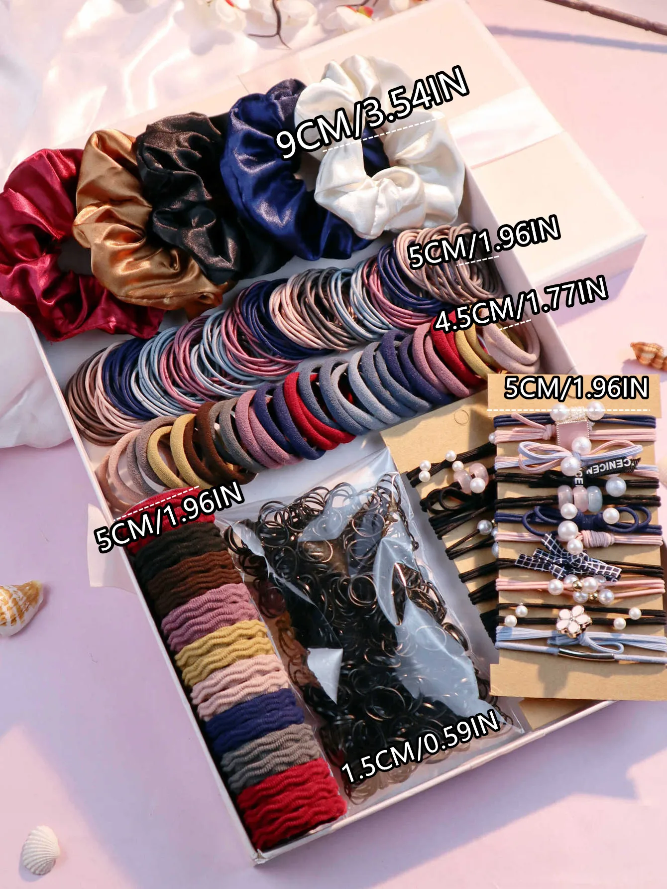 1085PCS Dark Hair Accessories for Woman Set Seamless Ponytail Holders Variety Hair Scrunchies HairBands Scrunchy Hair Ties